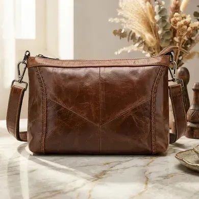 Жіноча шкіряна сумка коричнева з двома ремінцями 29&times;20&times;4 см 1200521 brown фото
