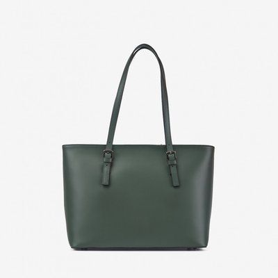 Жіноча шкіряна сумка ViCo темно-зелена велика (формат A4), каркасна 1017011_g dark green фото