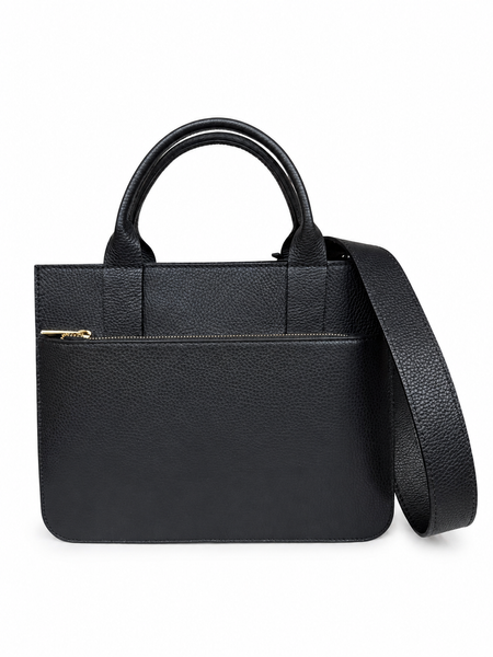 Женская кожаная сумка ViCo с широким ремнем, черная 1035121_gold blk фото