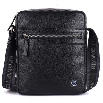 Чоловіча шкіряна сумка через плече Brampton London Crossflow Black  64405 blk фото