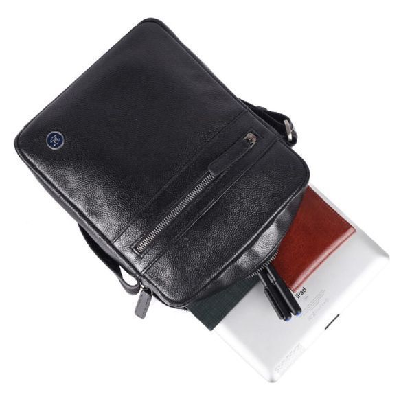 Мужская кожаная сумка через плечо Brampton London Crossflow Black 64405 blk фото