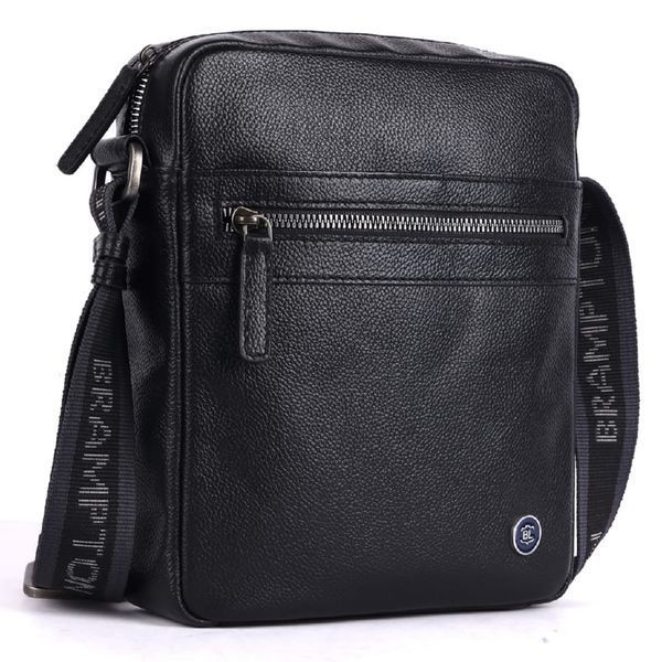 Мужская кожаная сумка через плечо Brampton London Crossflow Black 64405 blk фото