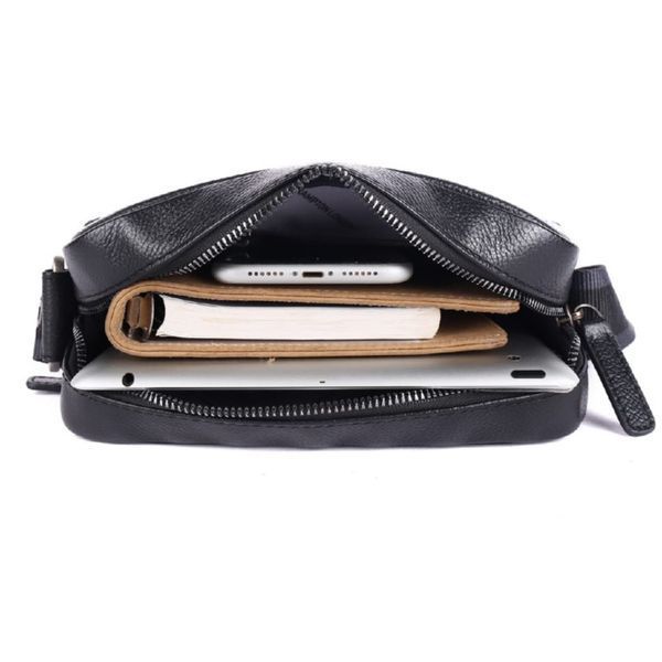 Мужская кожаная сумка через плечо Brampton London Crossflow Black 64405 blk фото