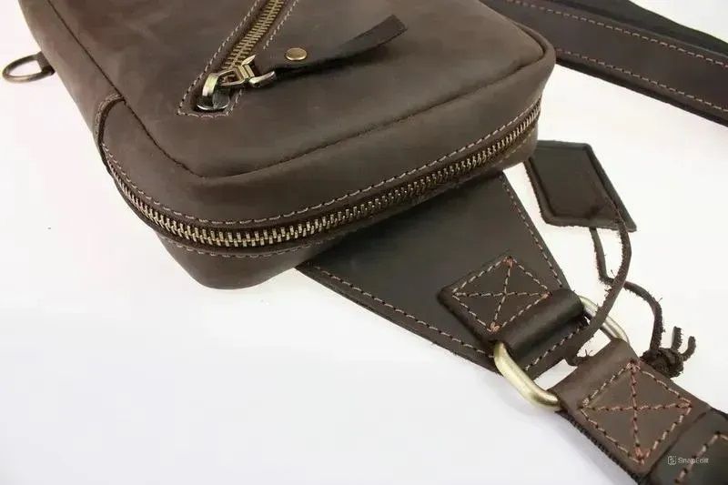Сумка мужская слинг кроссбоди бананка коричневая 12.2.26 brown фото