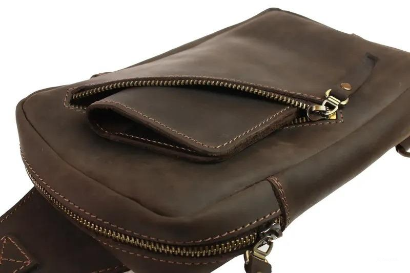 Сумка мужская слинг кроссбоди бананка коричневая 12.2.26 brown фото