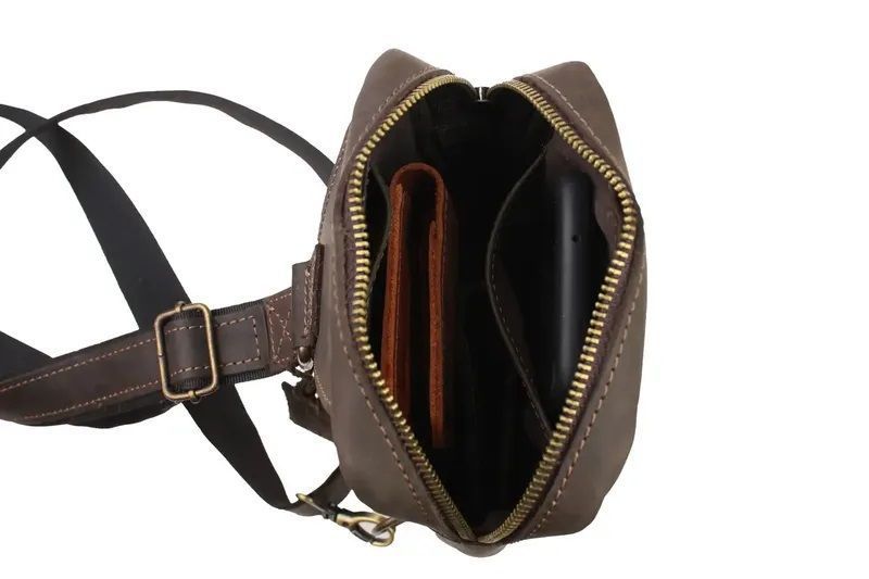 Сумка мужская слинг кроссбоди бананка коричневая 12.2.26 brown фото