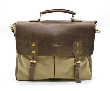 Чоловічий портфель Crazy Horse & Canvas хаки, коричневая 13960-41 green фото