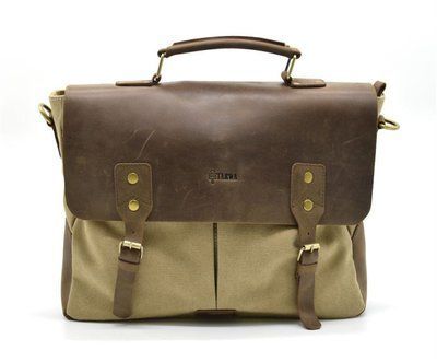 Чоловічий портфель Crazy Horse & Canvas хаки, коричневая 13960-41 green фото