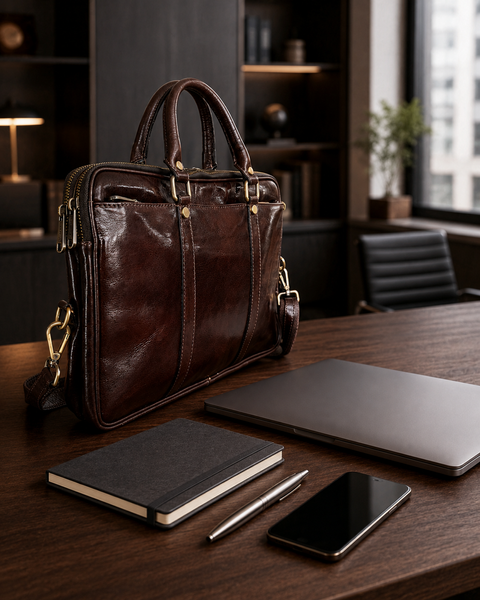 Чоловіча шкіряна сумка-портфель ViCo для ноутбука A4, коричнева m105021 brown фото
