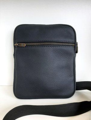 Сумка через плечо кожаная черного цвета, сумка кроссбоди мужская 124 blk фото