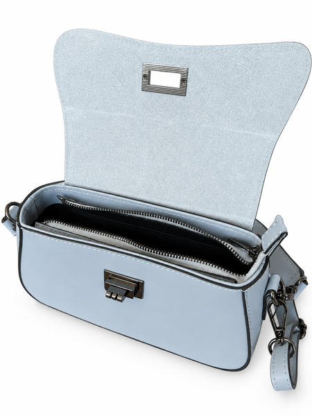 Женская кожаная сумка кросс-боди ViCo голубая каркасная 1037651 light blue фото